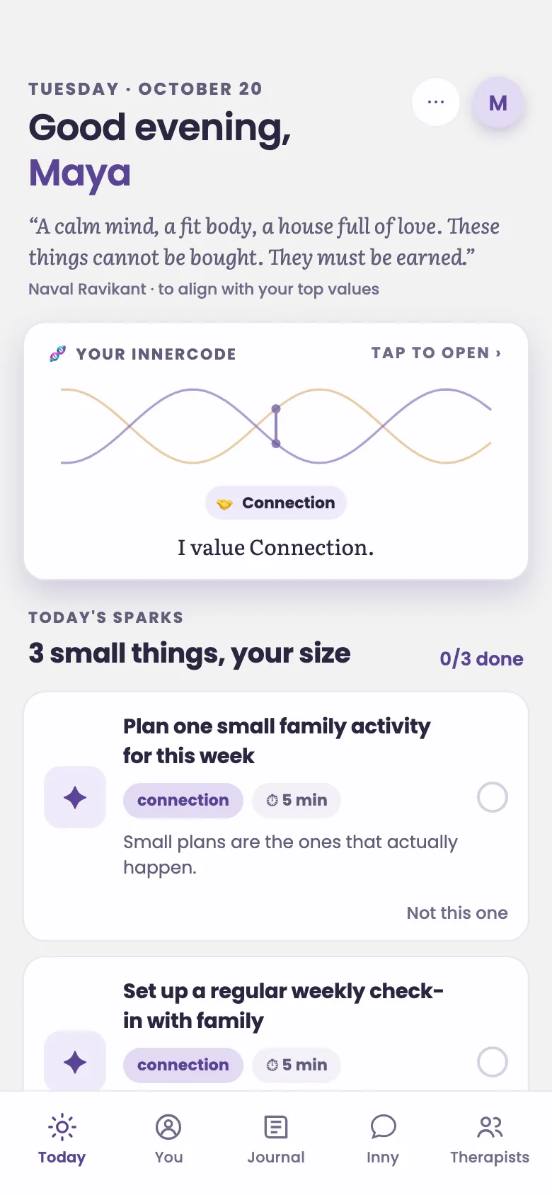 InnerCode's Today screen